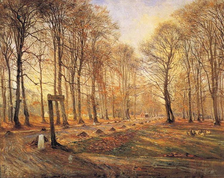 Theodor Esbern Philipsen A Late Autumn Day in Dyrehaven, Sunshine oil painting picture
